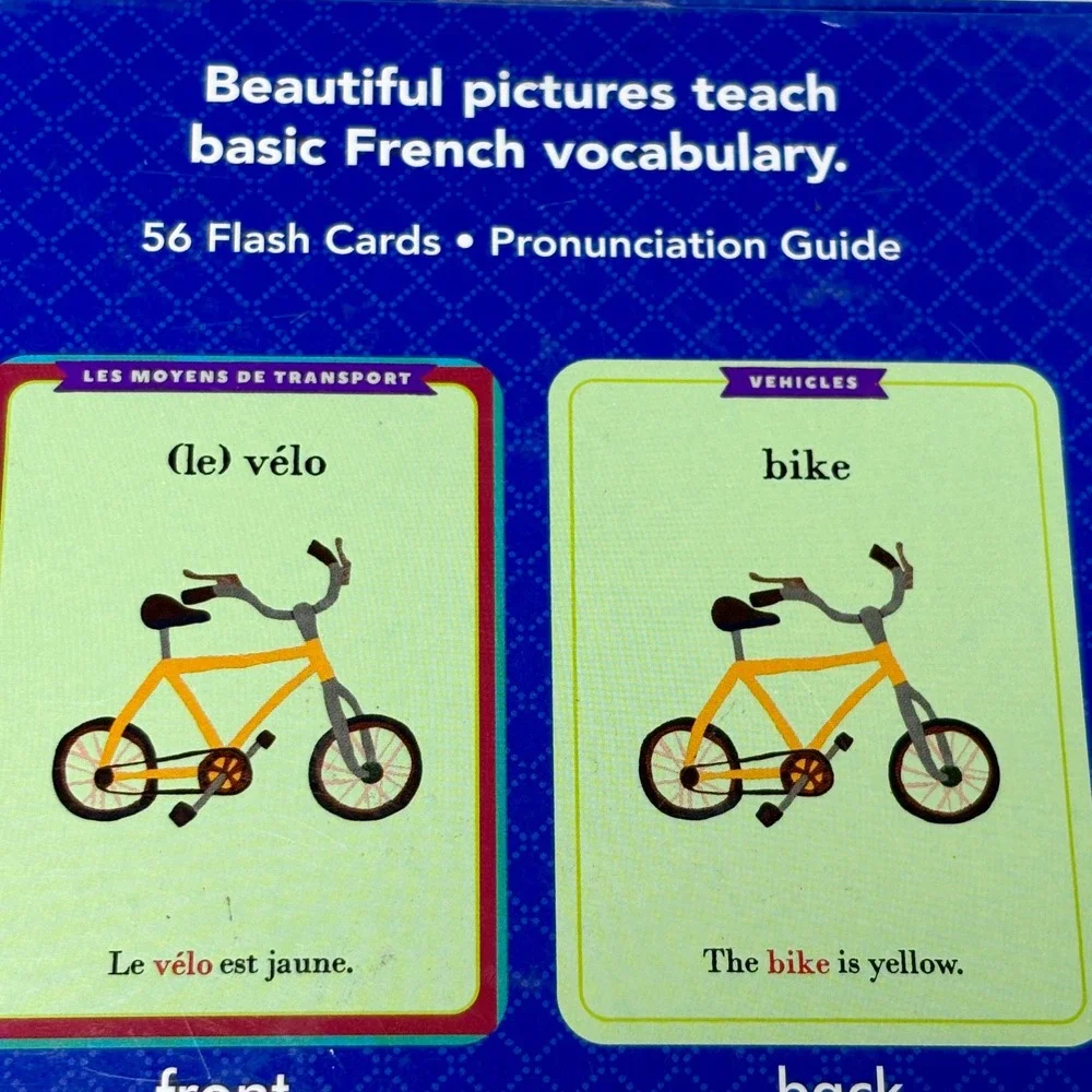 French Vocabulary Flash Cards 56 Count Multicolor Educational eeBoo Language 4+